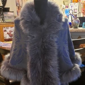 ya . da Faux Fur Trimmed, Floral Print Outerwear